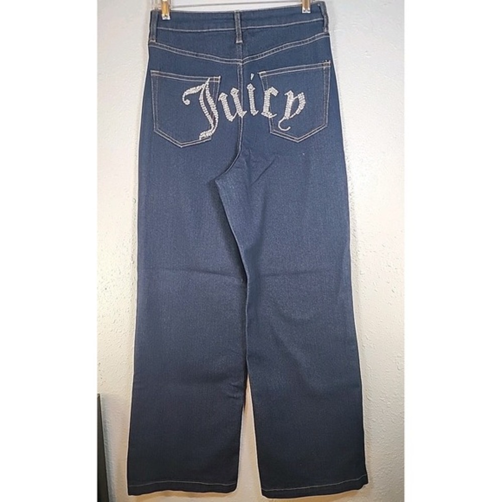 NWTJuicy Couture Women Jeans 9/29 Lunita Wide Leg Rhine Stone High Rise Relaxed‎